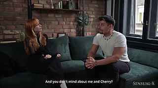 Lilly Mays and Cherrycandles Lesbian Threesome with Coworker