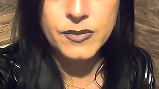 Bathroom Pee Fetish in Shiny Outfit. Pvc Dress Toilet Tease and Dirty Talk