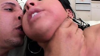 POV anal and blowjob session with skanky brunette bitch