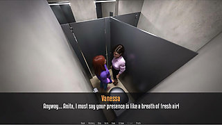 Anita's Internship - Gameplay - Roleplay - Lesbian Petite Teens Make Out in Public Toilet