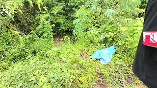 Thai Girl Walking Showing Along the Side of the Field Road in the Countryside Thai Outdoor Public