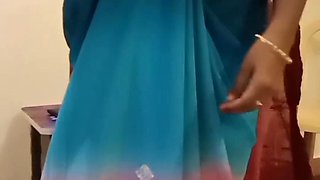 Exotic Cuckold Wife Teases Lover in Pink Bra Saree Navel Show in Hotel Bliss by Hotwifeplayx!
