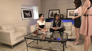 Asian Office Orgy: Big Tits Beauties Ayumi Haruna & Rika Aina Fucked Rough by Boss