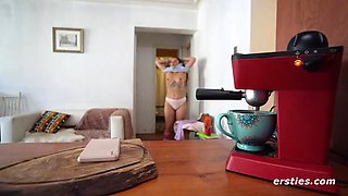 Sexy German Amateur Anna F Rides Pink Dildo - Shaved Pussy & Loud Moans