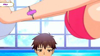 Hentai step beauty sits deep for fast bare bounce on bench
