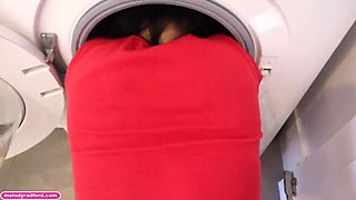 BIG TIT Big ASS Mature Aussie Step MOM Stuck In Washing Machine Trying To Wash Fucked By Step Son Then Left Helpless Covered In Cum - Melody Radford