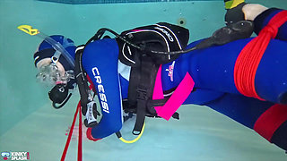 Underwater Bondage in Scuba Tied Tight & Dragged Through Water
