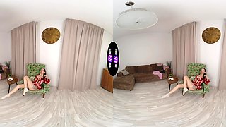 Brunette babe Kwini Kim in VR heaven, fingers deep inside, doggystyle passion ignites