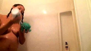 Pregnant Brunette on Webcam Showers