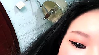 Amateur euro teen buffs the helmet POV