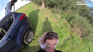 Anal Creampie For MILF Julia North - Doggy Style Fuck in Car