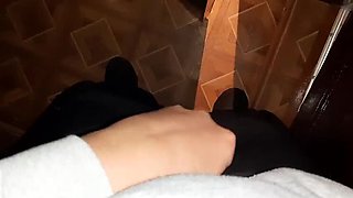 Caught Stranger Masturbating in Public Toilet - Hairy Brunette Pussy & Real Orgasm