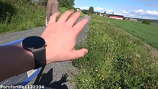 Almost Got Caught While Fingering Naive Schoolgirls Creamy Pussy on Public Park Bench