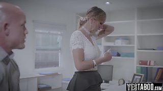 Big tits curvy MILF secretary rides boss