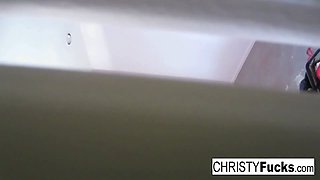 Christy plays with her amazing tits and wet pussy