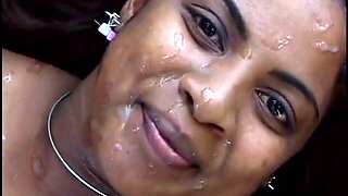 Overweight busty slut gets dick lying sidelong on the coverlet outside