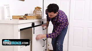 Riding action with shaggy Josh Rivers and Violet Voss from Family Strokes