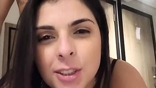 Brunette teen in lingerie films Home porn in doggy pose
