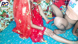 Fast time desi honeymoon video hindi audio Claire Vaise in red saree and blouse having fun