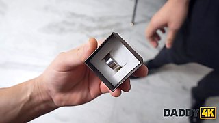 Daddy4k. whorish babe desired to get the ring out of an old knob and cheated on her boyfriend