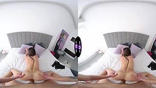 Sakura Hell enjoys riding a big dick in vr, showcasing her silky brown hair and gorgeous body.