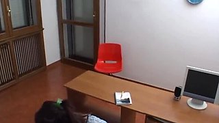 Real amateur teen gets a facial after big tits job interview