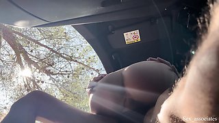 Caught jerking off in his car a big ass blondie who rode him after