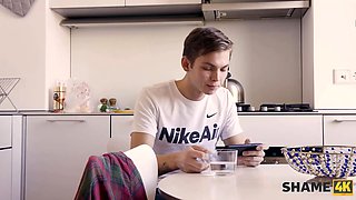 Shame4k. college girl enters bathroom and meets stepmoms acquaintance raw and nude