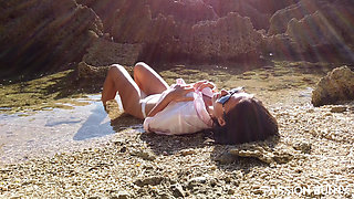Cute Wife Fingering on Sea Beach