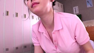 Awesome Asian Coed Blowjob and balls licking