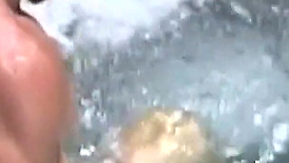 Bootylicious Blonde Has a Passionate Fucking by the Pool and Gets Cum Splashed Face.