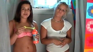 Shower time fun for sam and callie