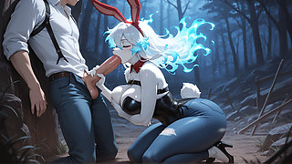 ATKINS HEAVEN - Late Night Blowjob By A Sexy Bunny With Thick Thighs In A Forest