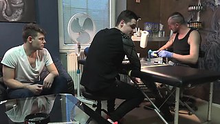 Wild sex for money in a tattoo studio