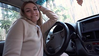 Gorgeous Hot Blonde Real Sex Into Car In Forest