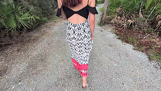 POV Redhead Flashing and Sex Outdoor