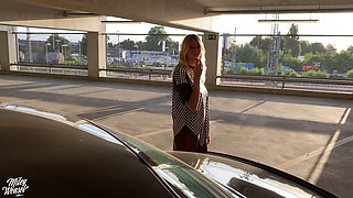 Horny Blonde MILF Slut Gets Fucked Throughout the Parking Garage