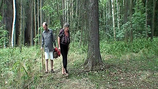 BBW Granny and Slim Teen Fucking with a Horny Dude in the Woods
