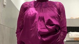 Fatima playing in bathroom