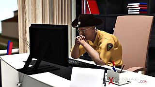 Sheriff Episode 3: Busty Brunette Cuffed for Anal Fuck Machine Pounding