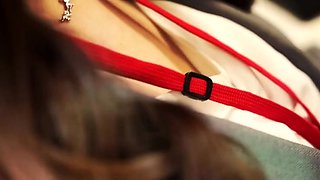 Asian masseuse fetish babe gives blowjob to her lucky client