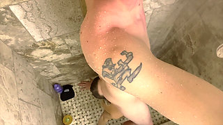 He Surprise Showered Me and Cleaning Up with a Rimjob
