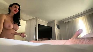 Mexicana blowjob with her big boobs