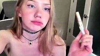blonde teen pregnant girl has her pussy masturbated