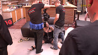 Ggg John Thompson - Tattooed Babe Deepthroats in Wild Gangbang Live Show