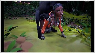 Car Toon In Michigan Dogman Breeds Ebony Milf On Hike Monster Big Cock 3d