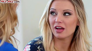 Bigtitted blonde MILF pussylicked by GF