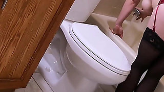 Stepmom getting ready to shower catches stepson watching and masturbating and wants his hard cock in her