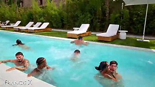 Outdoor Gangbang with 9 Guys & 2 Sluts - Anal, DP & Lingerie Fuck