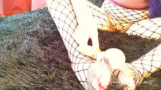 Glass in Hairy Pussy, Creampie, Stockings Fetish, Russian MILF Ginnagg